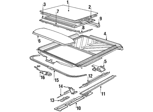 1989 BMW 735i Sunroof Sliding Lifting Roof Cover Diagram for 54128141866