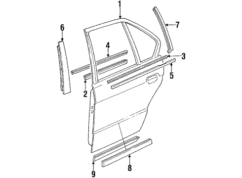 1992 BMW M5 Rear Door Covering, Rear Diagram for 51222230398