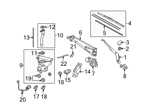 2015 Toyota 4Runner Wiper & Washer Components Front Blade Diagram for 85222-52180