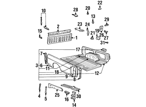 1997 Nissan Pickup Front & Side Panels Stay-Side Panel, Lower Front R Diagram for 93822-01G00