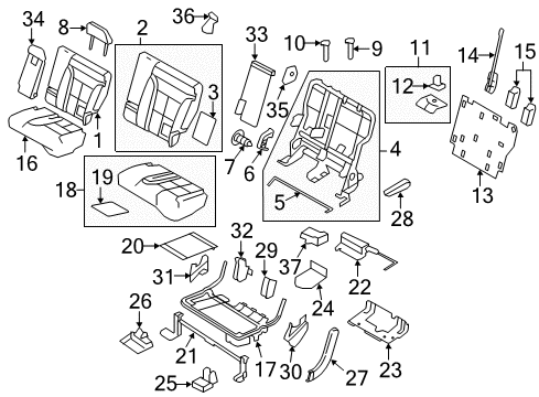 2014 Ford Edge Rear Seat Components Armrest Assembly Diagram for ET4Z-7867112-CA