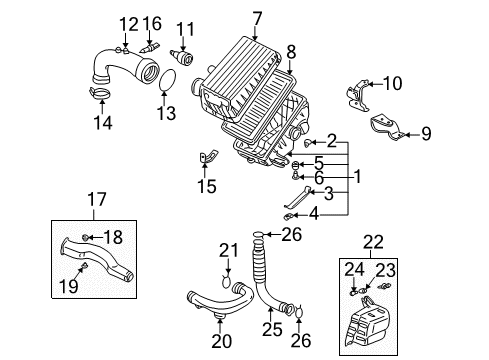2000 Honda Insight Filters Clip, Air Cleaner Diagram for 17219-P65-000