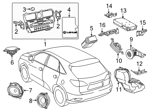 2016 Lexus RX450h Sound System Cover Sub-Assembly, Navigation Diagram for 86804-0E230