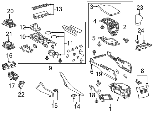2019 Lexus RC F Center Console GARNISH Sub-Assembly, In Diagram for 55011-24120-20