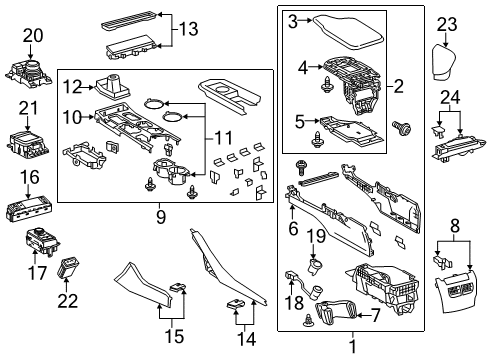 2019 Lexus RC F Center Console Insert, Console Box Diagram for 58817-53010-C0