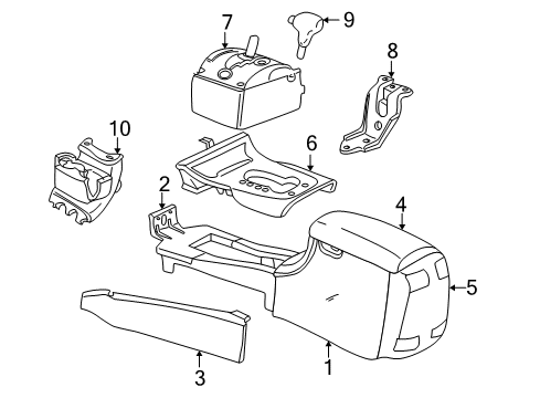2003 Dodge Intrepid Center Console CUPHOLDER-Console Diagram for XQ35XDVAA