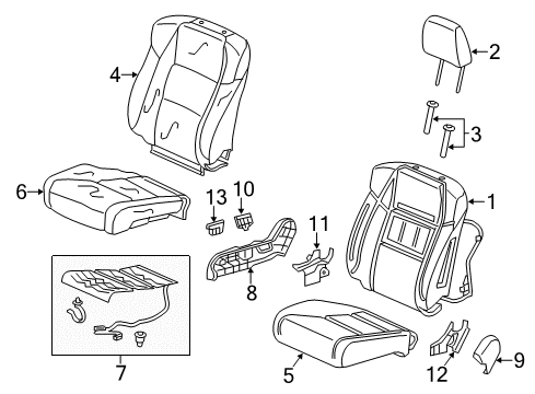 2019 Acura ILX Passenger Seat Components Pad Complete R, Front Cushion Diagram for 81137-T3R-A01