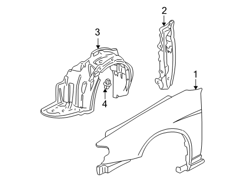 2004 Honda Civic Fender & Components Fairing, R. FR. Fender Diagram for 74105-S5A-000