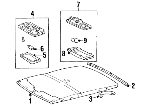 1993 Toyota Corolla Interior Trim - Roof Map Lamp Assembly Diagram for 81240-12060-B0