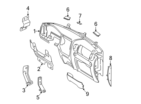 2003 Ford Expedition Cluster & Switches, Instrument Panel Side Panel Diagram for 2L1Z-7804480-AAA
