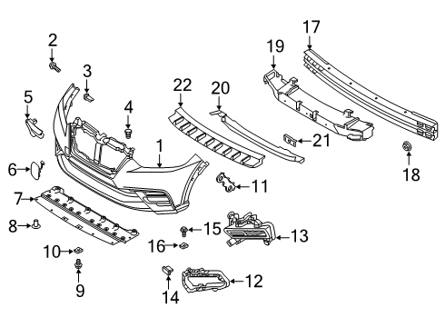 2018 Nissan Kicks Bumper & Components - Front Absorber-Energy, Front Bumper Diagram for 62090-5RB5A