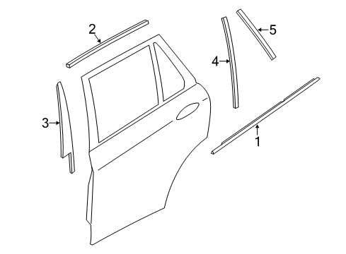 2018 BMW X5 Exterior Trim - Rear Door Window Guide Web Cover Left Diagram for 51357289655