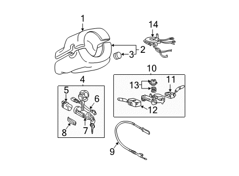 2003 Hyundai Elantra Shroud, Switches & Levers Cable Assembly-Key INTERMEDIATED Lock Diagram for 81940-2D000