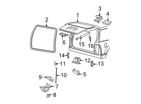 2007 Ford Explorer Gate & Hardware Support Cylinder Diagram for 6L2Z-78406A11-AA