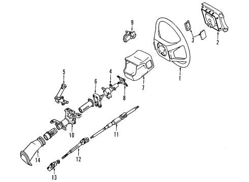 1999 Lexus LS400 Steering Column & Wheel, Steering Gear & Linkage Shaft Assembly, Steering Diagram for 45210-50031