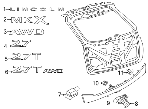 2016 Lincoln MKX Parking Aid Nameplate Diagram for FA1Z-5842528-E