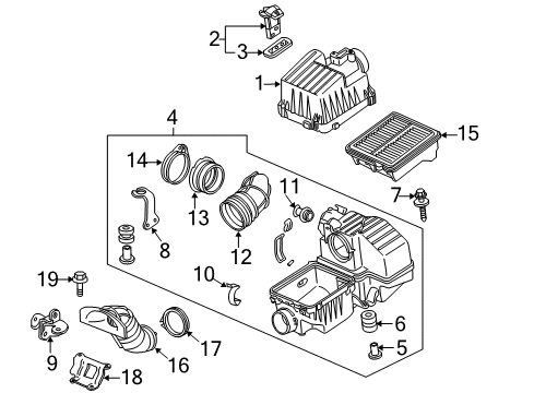 2014 Honda Insight Filters Tube, Air Inlet Diagram for 17243-RBJ-000