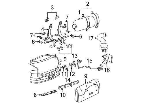 1998 Chevrolet Cavalier Fuel System Components Strap-Cng Tank Diagram for 52369809