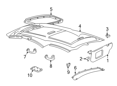 2001 Mercury Sable Interior Trim - Roof Grip Handle Diagram for 2F1Z-5431406-AAB