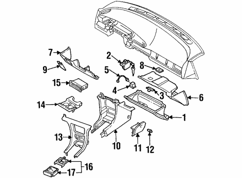 1995 Nissan Altima Instrument Panel Cup Holder Assembly Diagram for 68430-1E410