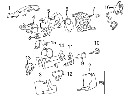 2008 Buick Enclave Shroud, Switches & Levers Sensor Asm-Steering Angle Diagram for 15115918