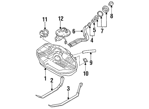 1995 Kia Sephia Fuel System Components Strap-Fuel Tank, B Diagram for 0K20142720A