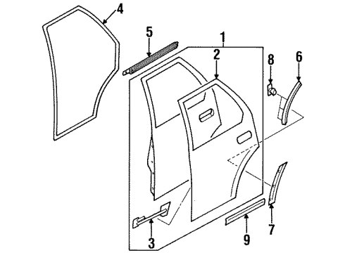 2001 Isuzu Rodeo Rear Door & Components, Exterior Trim Molding, R. Fender Diagram for 8-97175-716-0
