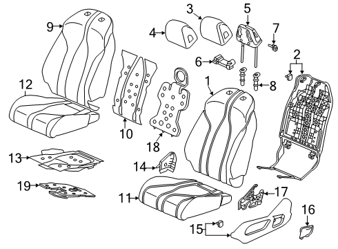 2022 Acura RDX Driver Seat Components Tci, Front Back Diagram for 81217-TJB-A61