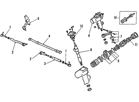 1985 Mitsubishi Mighty Max P/S Pump & Hoses, Steering Gear & Linkage Arm Pkg Steering Gear & Pi Diagram for MB527227