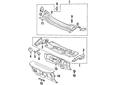 1996 Honda Odyssey Cowl Insulator, Dashboard Diagram for 83101-SX0-A02