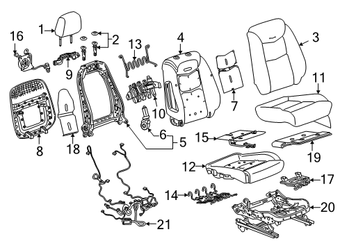 2021 Cadillac XT6 Passenger Seat Components Seat Cushion Pad Diagram for 84722541