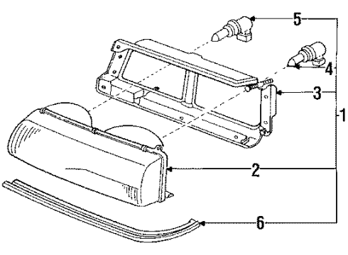 1991 Infiniti M30 Headlamps Headlamp Housing Assembly, Left Diagram for 26075-F6600