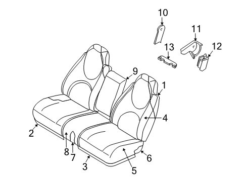 2003 Dodge Durango Front Seat Components Front Seat Center Cushion Diagram for WL361L5AA