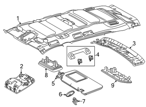 2021 Toyota Sienna Interior Trim - Roof Map Lamp Assembly Diagram for 63650-08690-B0