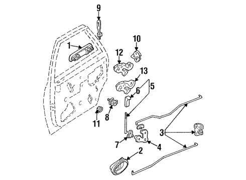 1994 Ford Aspire Rear Door - Lock & Hardware Hinge Diagram for F4BZ5826803A