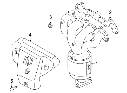 2005 Kia Rio Exhaust Manifold Exhaust Manifold Catalytic Assembly Diagram for 285102X080