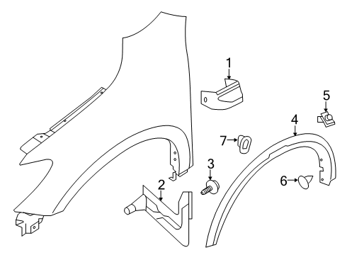 2020 Nissan Pathfinder Exterior Trim - Fender MOULDING Body Front RH Diagram for 63872-3KA0A