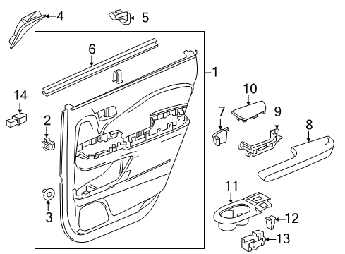 2018 Honda Pilot Rear Door Weatherstrip, L. RR. Door (Inner) Diagram for 72875-TG7-A01
