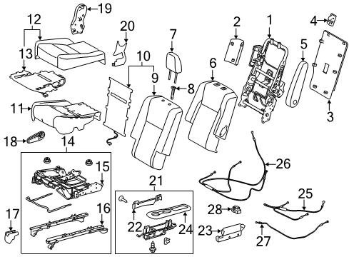 2015 Toyota Highlander Second Row Seats Seat Cushion Pad Diagram for 71612-0E070