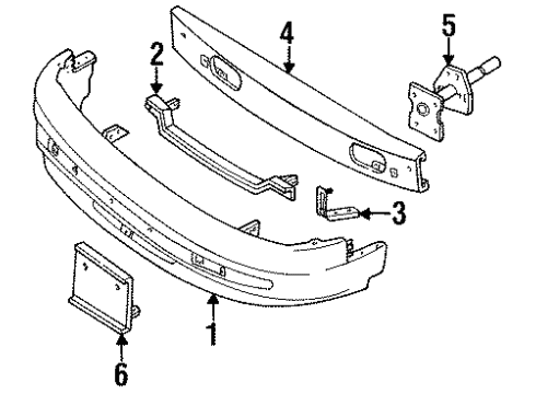 1996 Mercury Villager Front Bumper Energy Absorber Diagram for F3XY-17754-A