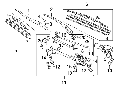 2003 Honda Accord Wiper & Washer Components Arm, Windshield Wiper (Driver Side) Diagram for 76600-SDN-A01