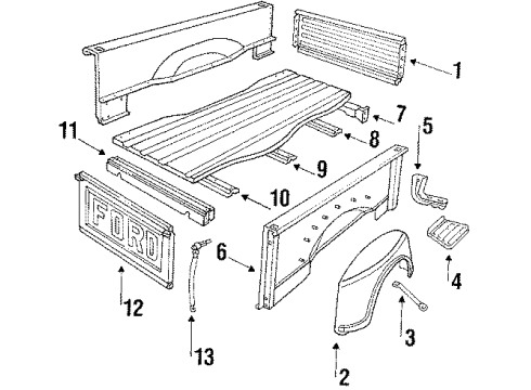 1986 Ford F-150 Pick Up Box Lock Diagram for E3TZ99431D76D
