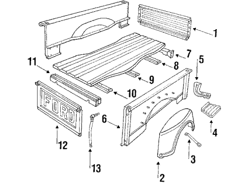 1986 Ford F-150 Pick Up Box Striker Diagram for E3TZ99431B54B