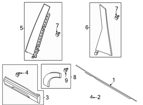 2022 Ford Bronco Sport Exterior Trim - Rear Door Applique Retainer Diagram for -W719209-S300