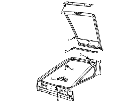 1986 Chrysler Laser Gate & Hardware Liftgate Support Prop Gas Diagram for G0004712