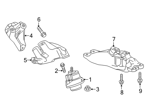 2017 Cadillac CTS Engine & Trans Mounting Mount Bracket Diagram for 23371026