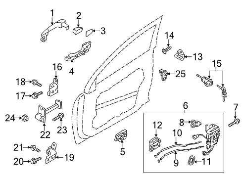 2016 Kia Optima Front Door Front Door Latch & Actuator Sub Assembly, Right Diagram for 81325D5010