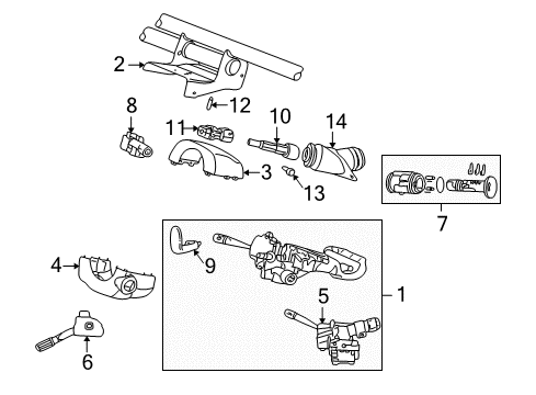 2001 Chrysler 300M Steering Column, Steering Wheel & Trim, Shaft & Internal Components, Shroud, Switches & Levers Switch-Steering Column Diagram for 4649101AA