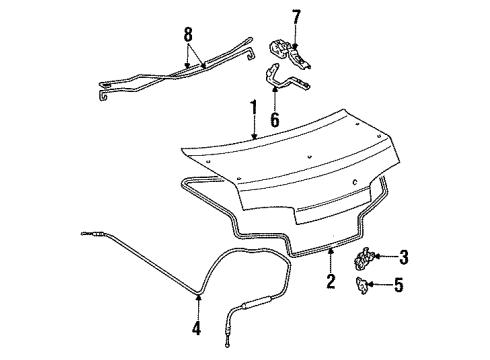 1992 Toyota Paseo Trunk Cable Sub-Assy, Luggage Door Lock Control Diagram for 64607-16320