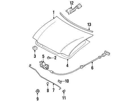 1998 Kia Sportage Hood & Components Stay-BONNET Diagram for 0K01856651B